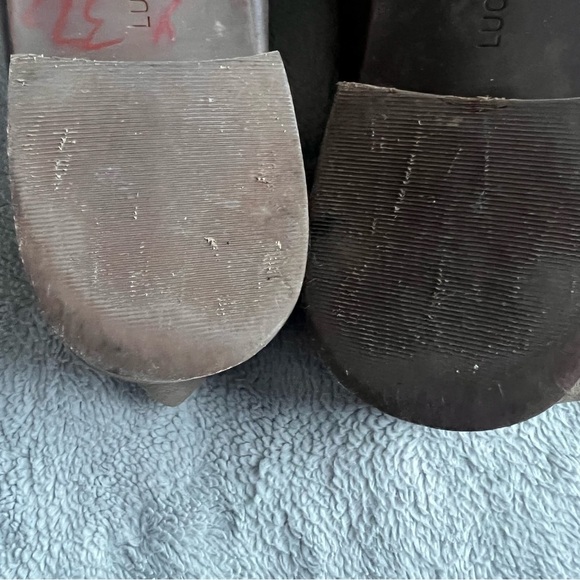 Lucky Brand Cahill Distressed Leather Convertible Loafer Flats Dark Driftwood - Picture 11 of 15